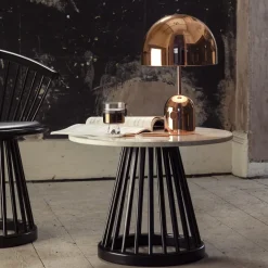 Table basse en marbre blanc et bois de bouleau noir Fan - Tom Dixon