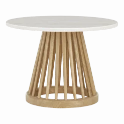 Table basse en marbre blanc et bois de chêne naturel Fan - Tom Dixon