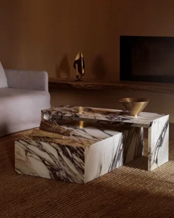 Table basse en marbre calacatta viola 100 x 38 cm Plinth Bridge - Audo