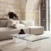 Table basse en marbre et verre Bianco Curia - Ferm Living
