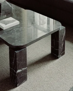 Table basse en marbre noir costa 60 x 60 cm - New works