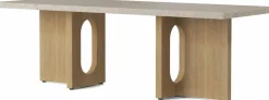 Table basse en marbre sable et piétement en chêne naturel 120 x 45 cm Androgyne lounge - Audo