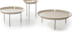 Table basse en millgres et acier crème Brise 56 - Gervasoni
