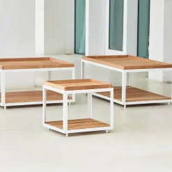 Table basse en teck et cadre blanc 122x62 cm Level - Cane-Line