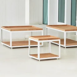 Table basse en teck et cadre blanc 79x79 cm Level - Cane-Line