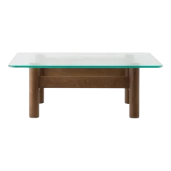 Table basse en verre et chêne teinté foncé 100x36,5cm Brasilia - Audo