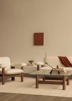 Table basse en verre et chêne teinté foncé 100x36,5cm Brasilia - Audo