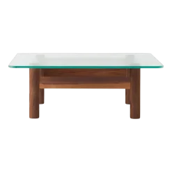 Table basse en verre et noyer 100x36,5cm Brasilia - Audo