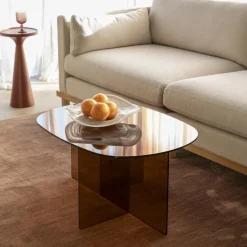 Table basse en verre fumé 60x80x40cm Linea - Zuiver