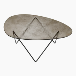 Table basse en verre structuré bronze et acier noir mat 106cm Pedrera - Gubi