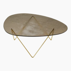 Table basse en verre structuré bronze et laiton 106cm Pedrera - Gubi