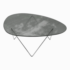 Table basse en verre structuré fumé et acier chromé 106cm Pedrera - Gubi