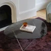 Table basse en verre structuré transparent et acier chromé 106cm Pedrera - Gubi