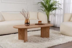 Table basse ovale en bois 119x69x40cm Sable - Home Design