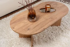 Table basse ovale en bois 119x69x40cm Sable - Home Design