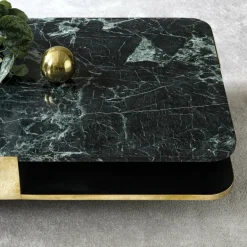 Table basse rectangulaire en laiton et marbre vert Lounge - RED Edition