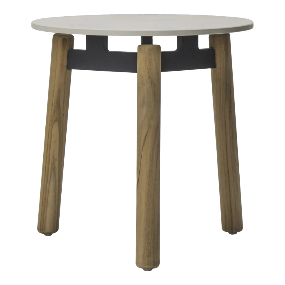 Table basse ronde d'extérieur en teck et céramique 45cm Lento - Vincent Sheppard