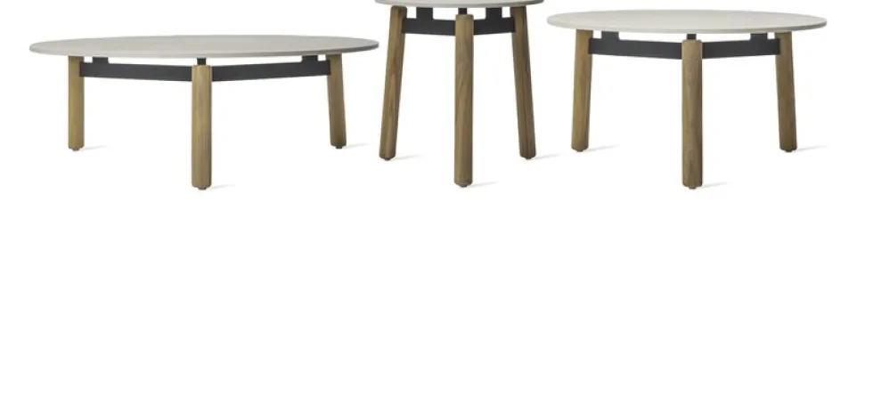 Table basse ronde d'extérieur en teck et céramique 90cm Lento - Vincent Sheppard