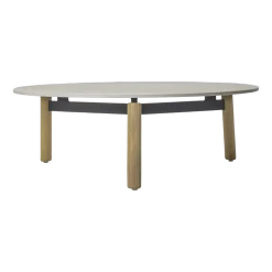 Table basse ronde d'extérieur en teck et céramique 90cm Lento - Vincent Sheppard