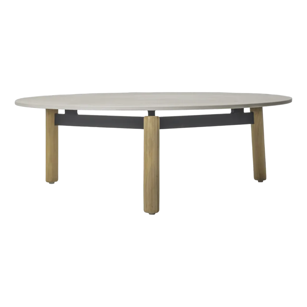 Table basse ronde d'extérieur en teck et céramique 90cm Lento - Vincent Sheppard
