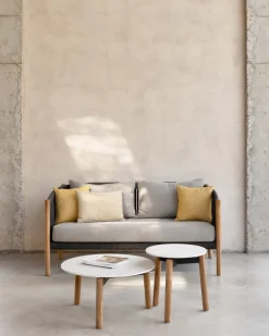 Table basse ronde d'extérieur en teck et céramique 68cm Lento - Vincent Sheppard