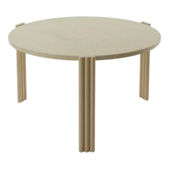 Table basse ronde en acier beige et travertin 45 x 80 cm Tribus - AYTM