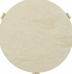 Table basse ronde en acier beige et travertin 45 x 80 cm Tribus - AYTM