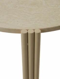 Table basse ronde en acier beige et travertin 45 x 80 cm Tribus - AYTM