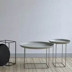 Table basse ronde en acier gris pierre 90 cm Duke - NORR11