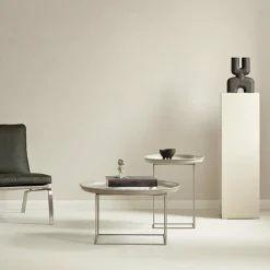 Table basse ronde en acier gris pierre 90 cm Duke - NORR11