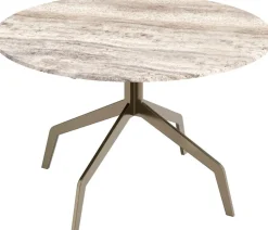 Table basse ronde en acier inoxydable et travertin gris 70x40cm Razor - Versmissen
