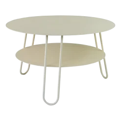 Table basse ronde en acier ivoire 72 x 42 cm Carl - Resistub