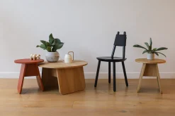 Table basse ronde en bois de chêne huilé 71x38cm Momoko - EMKO
