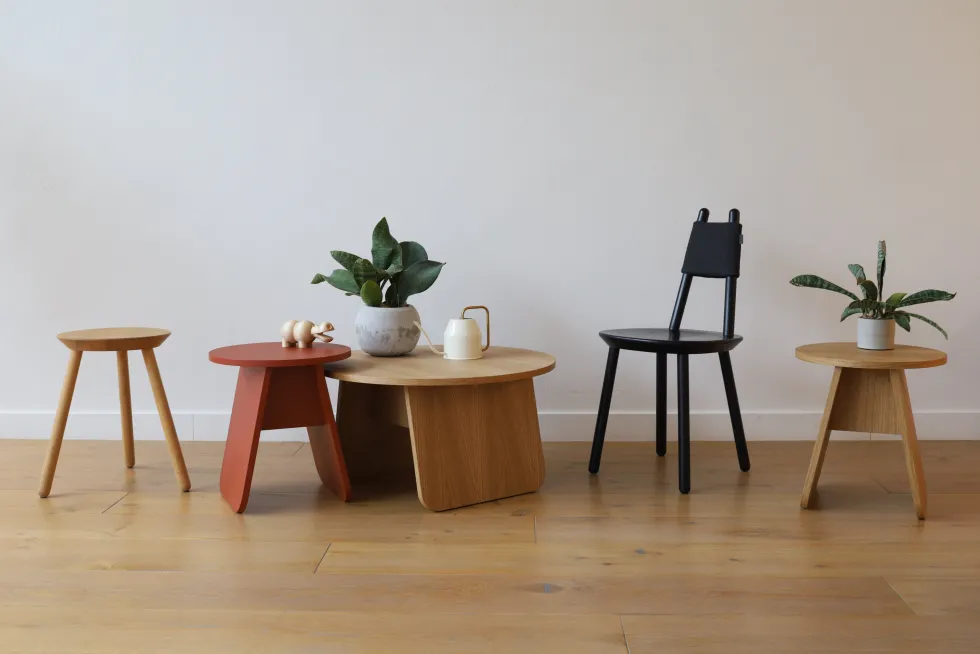 Table basse ronde en bois de chêne huilé 71x38cm Momoko - EMKO