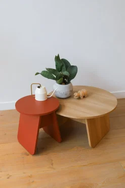 Table basse ronde en bois de chêne huilé 71x38cm Momoko - EMKO