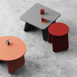 Table basse ronde en bois de chêne terracotta 71x38cm Momoko - EMKO