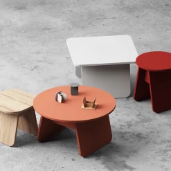 Table basse ronde en bois de chêne terracotta 71x38cm Momoko - EMKO