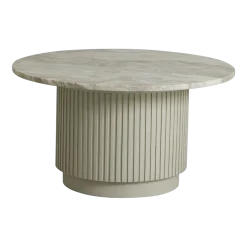 Table basse ronde en bois de manguier et marbre blanc 75x41cm Erie- Nordal