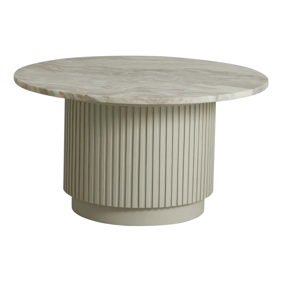 Table basse ronde en bois de manguier et marbre blanc 75x41cm Erie- Nordal