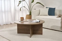 Table basse ronde en bois foncé 90x40cm Soleil - Home Design