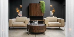 Table basse ronde en bois marron 90 x 40 cm Pogoro - Versmissen
