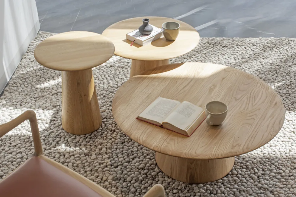 Table basse ronde en chêne massif 55x40cm Mushroom - Gazzda