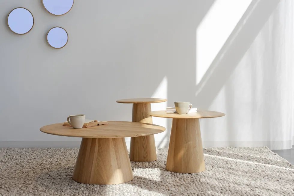 Table basse ronde en chêne massif 80x33cm Mushroom - Gazzda