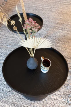 Table basse ronde en chêne noir 69x42cm Jason - Zuiver