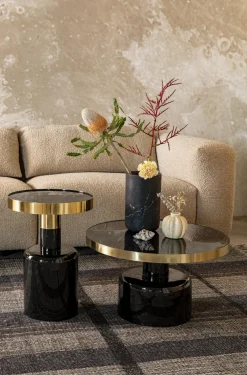 Table basse ronde en enamel noir 60x35cm Glam - Zuiver