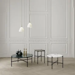 Table basse ronde en marbre blanc et acier poli 80cm TS - Gubi