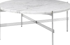 Table basse ronde en marbre blanc et acier poli 80cm TS - Gubi