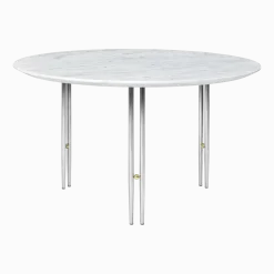 Table basse ronde en marbre blanc et base chromée 70 cm IOI - Gubi