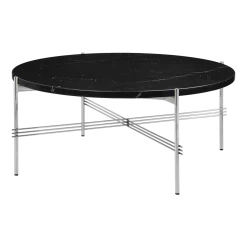 Table basse ronde en marbre noir et acier poli 80cm TS - Gubi