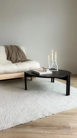 Table basse ronde en pin noir 80x32cm Sticks - Karup Design